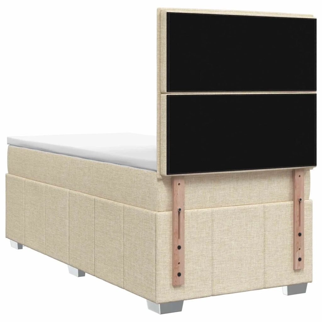 Letto Box Spring LED con Materasso Crema 80 x 200 cm Tessuto 3455484