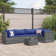 Set Divani da Giardino 6 pz con Cuscini in Polyrattan Grigio