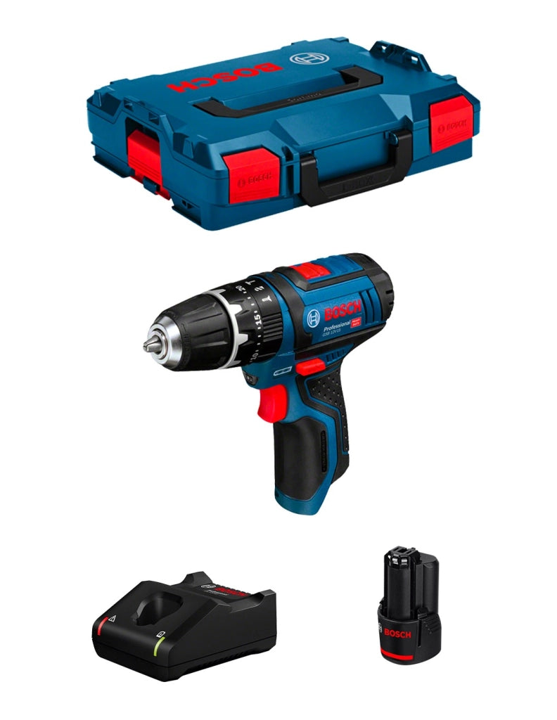 Trapano a Percussione BOSCH GSB 12V-15 (1 x 3,0 Ah + GAL12V-40 + L-Boxx 102)