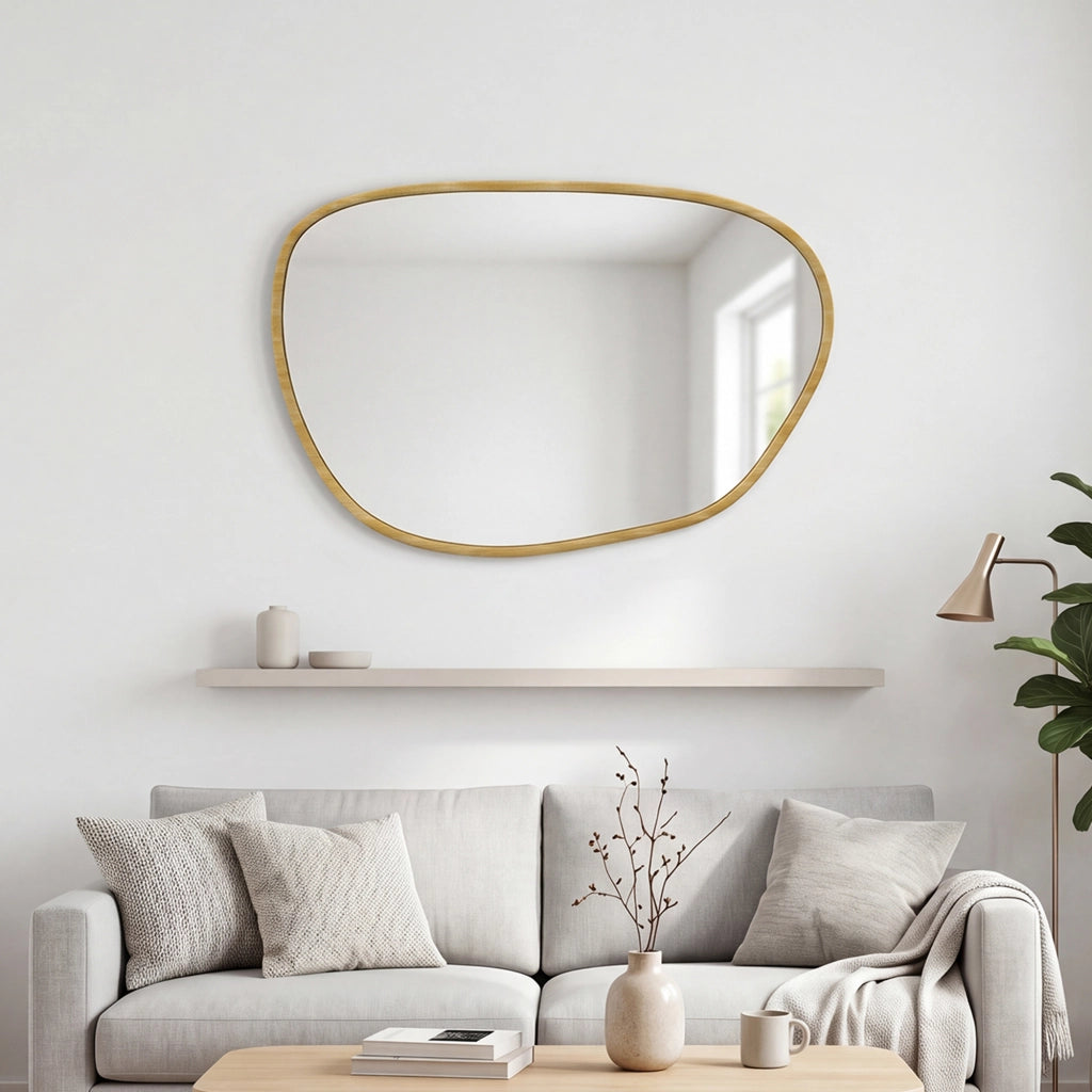 Specchio da parete decorativo asimmetrico 90x60 cm ¨C zephmum ¨C vetro temprato naturale