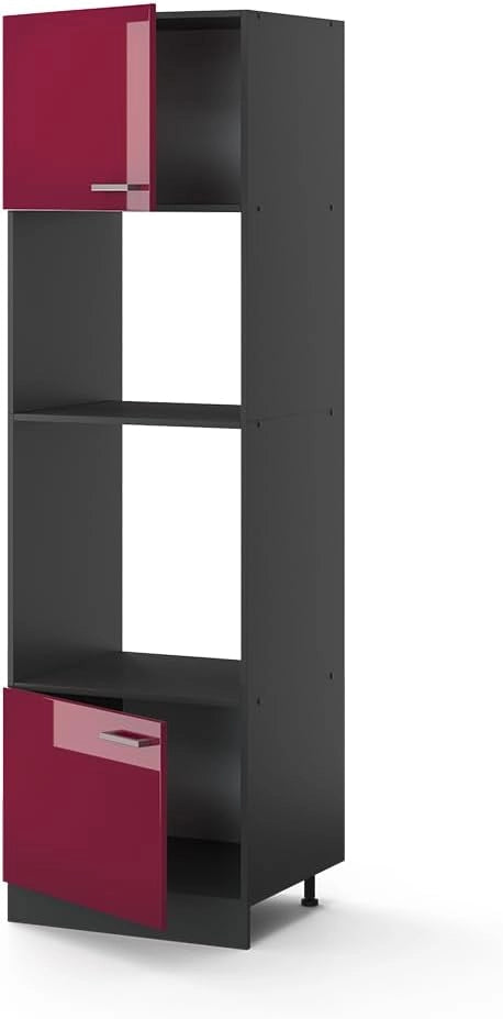 Mobile cucina microonde R-Line, Rosso lucido, 60 cm, per la libera combinazione all'interno di sistemi cucina modulari