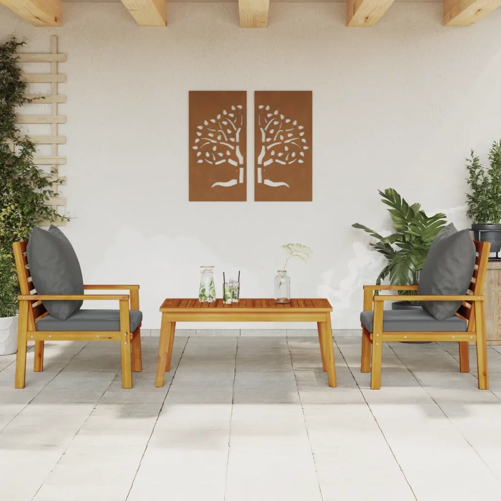 Set Mobili da Giardino 3pz | Set Salotto da Giardino con Cuscini Legno Massello di Acacia