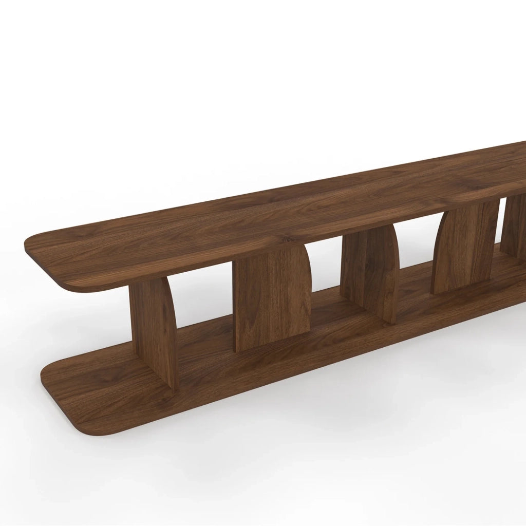 IDMarket - Mobile TV da 180 cm in stile Japandi EDITH, in legno effetto noce