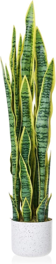 Sansevieria Artificiale 90 cm Pianta Finta da Interno con Vaso per Ingresso e Salotto