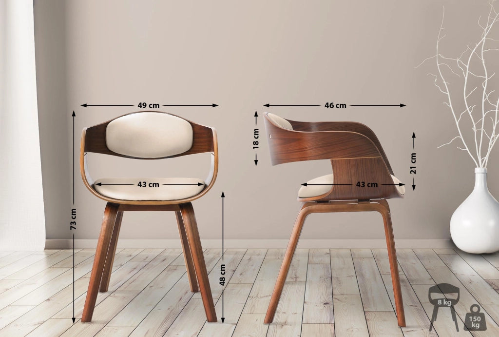 Sedia Kingston in Similpelle Noce/crema