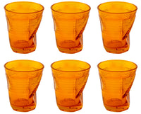 Set 6 Bicchieri Accartocciati 22 cl Ø8 cm in Vetro Pressato Kaleidos Arancioni