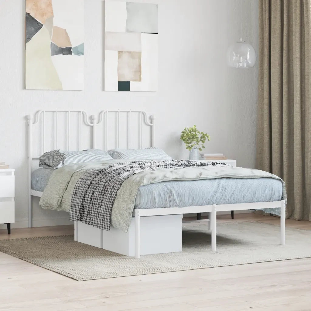 Giroletto con Testiera-Struttura Letto con testiera in Metallo Bianco 120x200 cm 501111