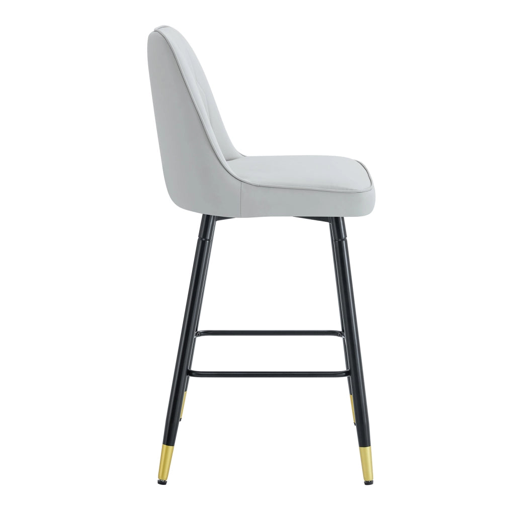 Set 2 Sgabelli da Bar ¨C Xylo ¨C Ecopelle Grigio Chiaro, Struttura Metallo Nero, 100 cm