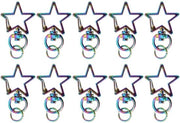 Kit di 10 maniglie a forma di stella con anello e karabina - resistente alla ruggine - leggero - maniglie per chiavi