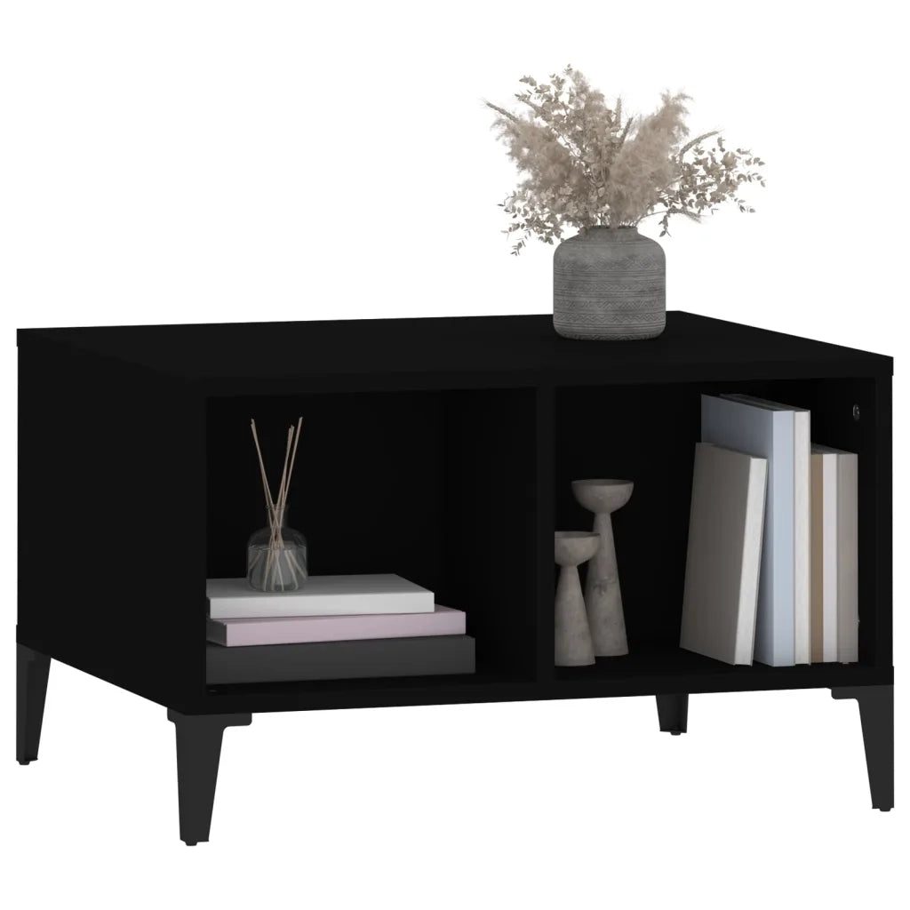 Tavolino da Salotto Nero 60x50x36,5 cm in Legno Multistrato 821037