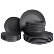 Set di 18 piatti in gres nero con finitura smaltata a mano per 6 persone cucina e sala da pranzo