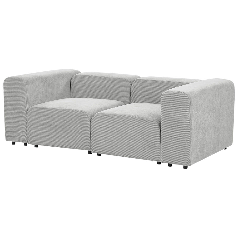 Divano componibile a 2 posti rivestito con velluto grigio stile moderno