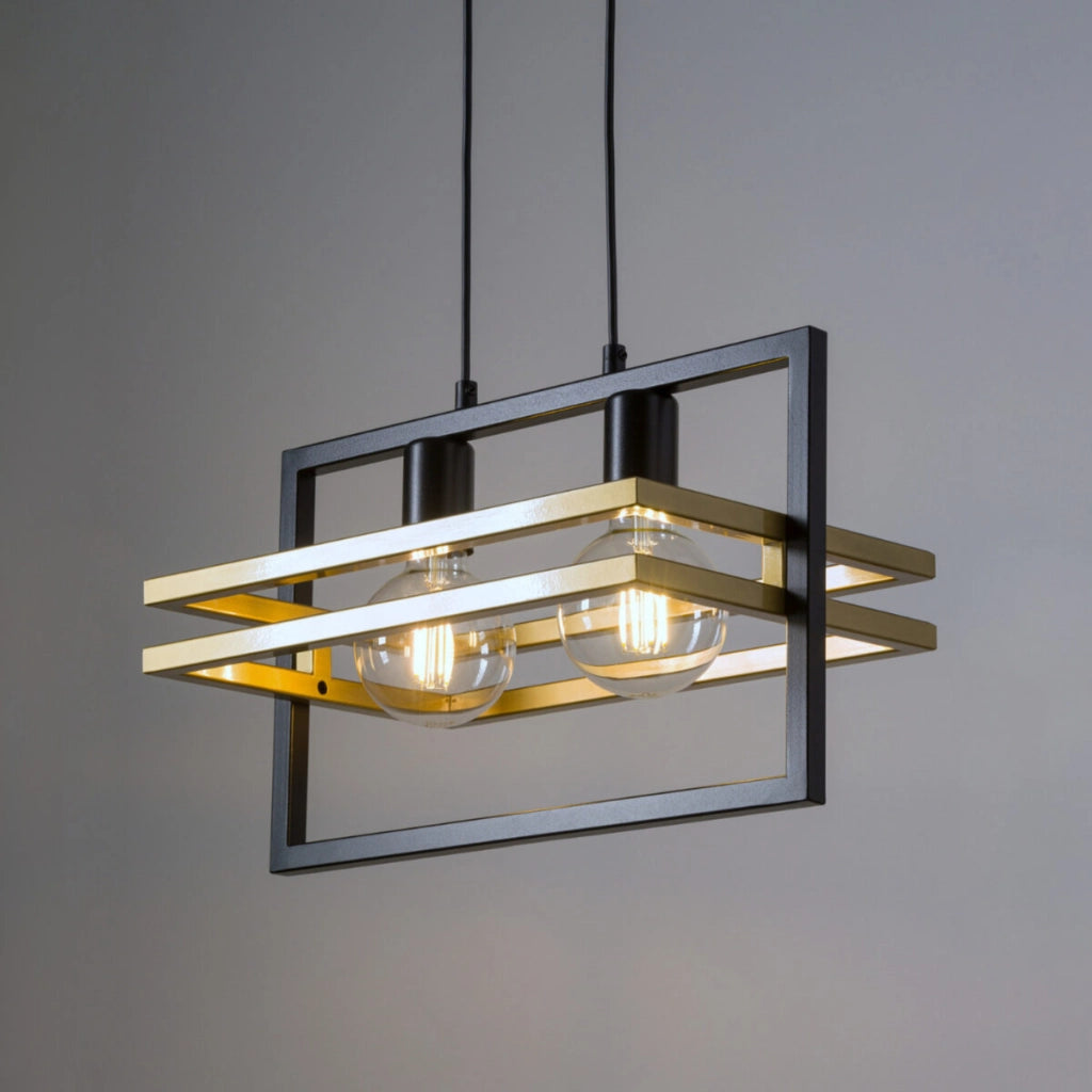 Lampada a sospensione loft Merci nero/oro 2xE27 Sigma