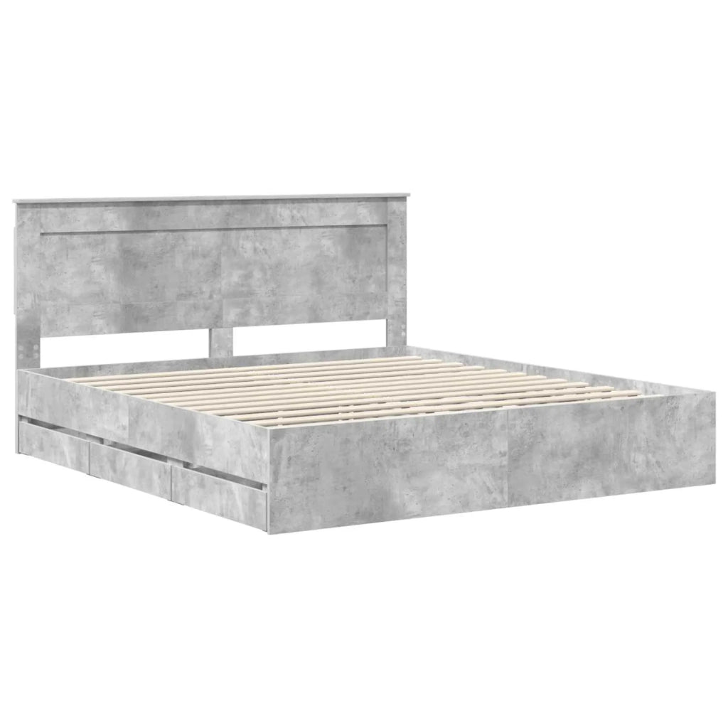 Struttura del letto con cassetto Grigio cemento 180 x 200 cm