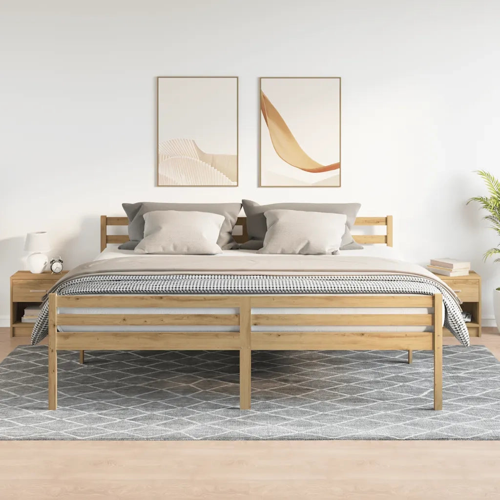 Comodini 2 pz con Cassetto Rovere Artigianale 39x28x41 cm 858766