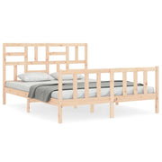 Letto matrimoniale | Letto per adulti | Giroletto senza Materasso 160x200 cm in Legno Massello di Pino