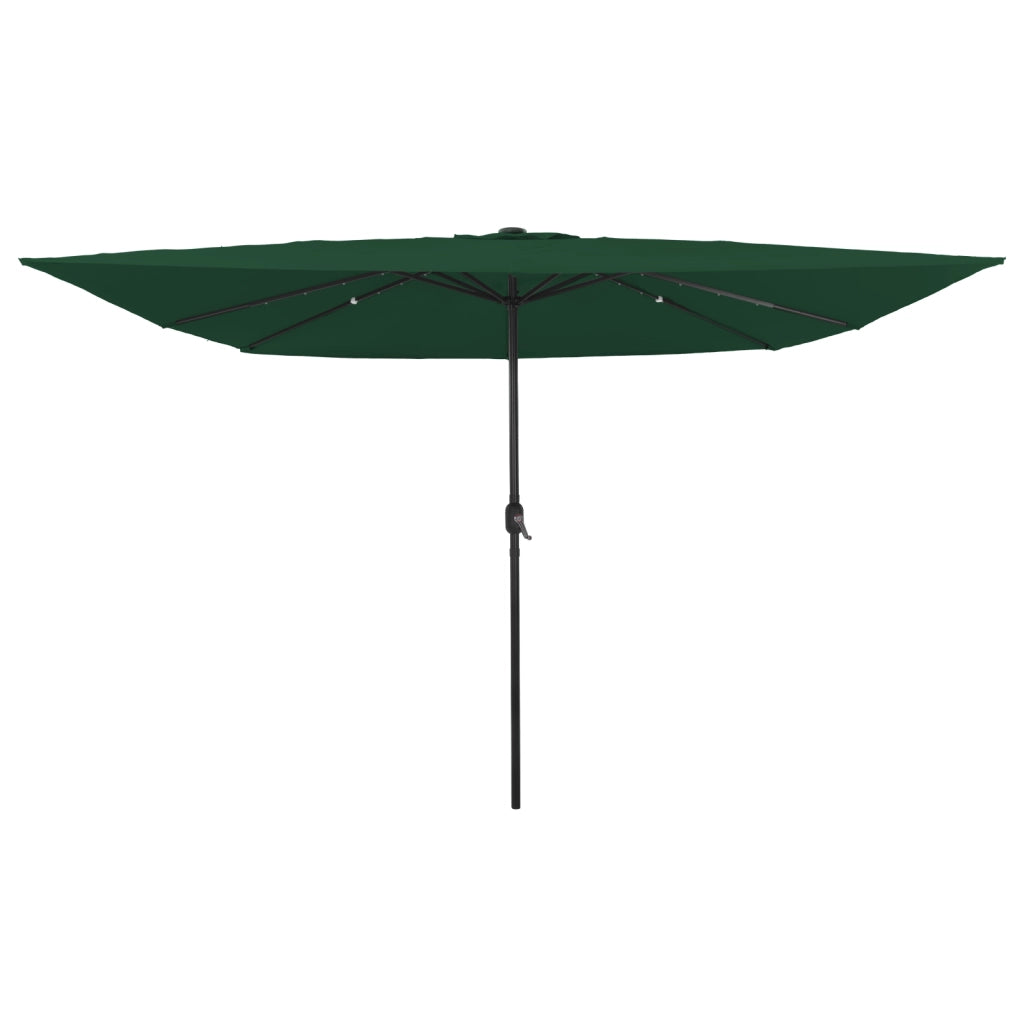 Parasol da giardino quadrato con luci LED 295x245 cm Verde