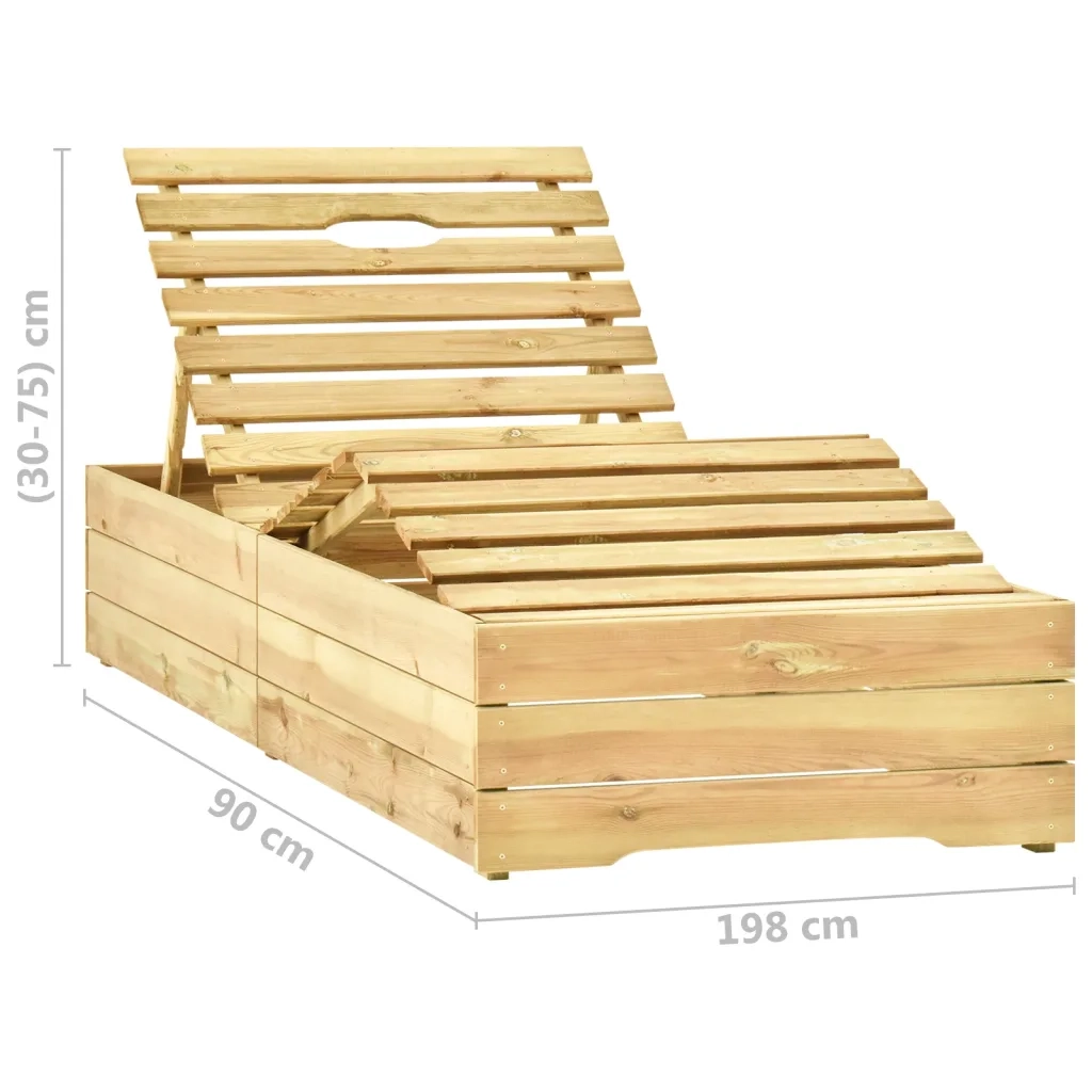 Lettino da Giardino con Tavolino Cuscino Legno Pino Impregnato cod mxl 61138