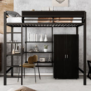 Letto a Castello con Scrivania e Armadio ¨C Xylo ¨C Metallo e Legno, Nero, 90x200