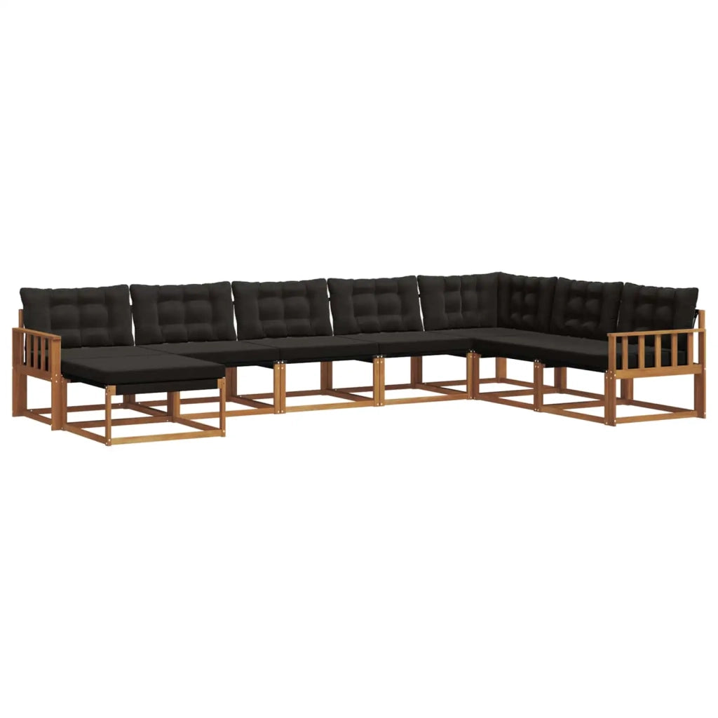 Set di divani da esterno con cuscino 8 pcs Naturale e Nero 3369743