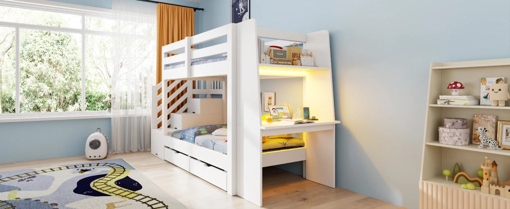 letto a castello in legno bianco 90 x 200 cm
