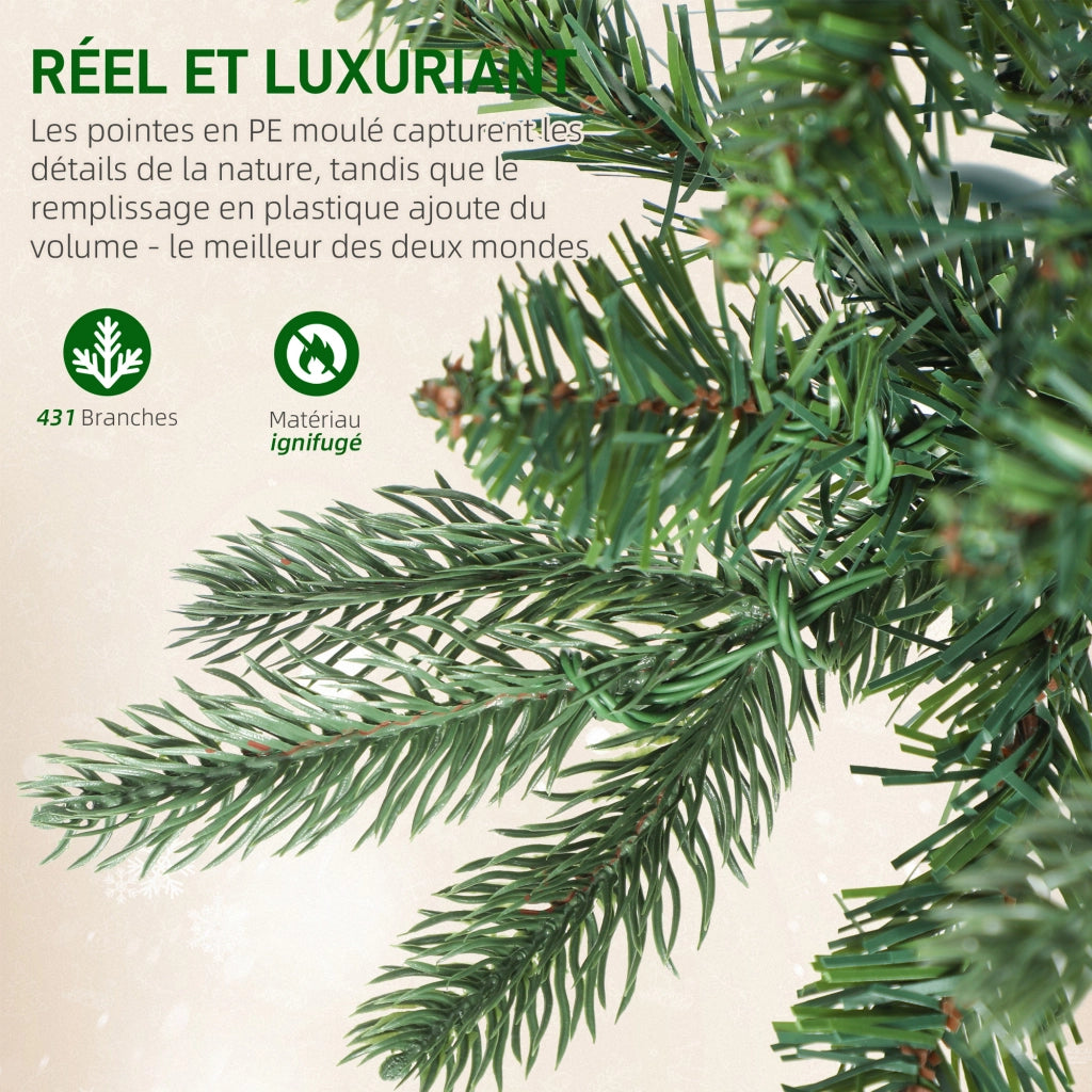 Albero di Natale artificiale 150 cm ¨C zephmum ¨C verde, slim, 431 rami, 150 luci