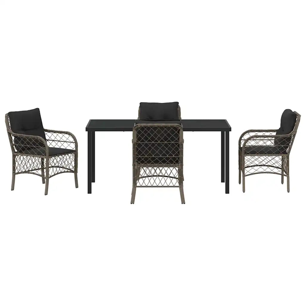 Set da Pranzo per Giardino con cuscino 5 pcs Grigio polyrattan 3380221