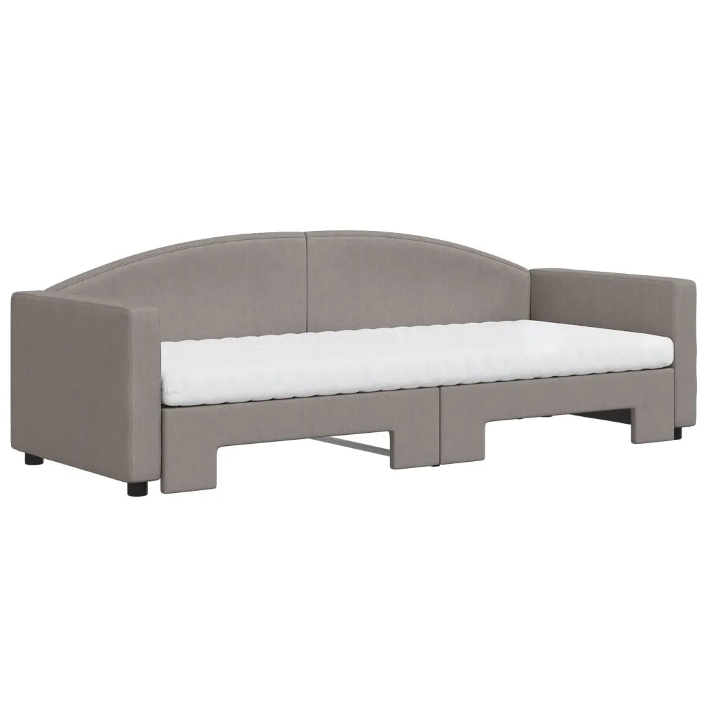 Divano Letto Estraibile con Materassi Tortora 80x200 cm Tessuto