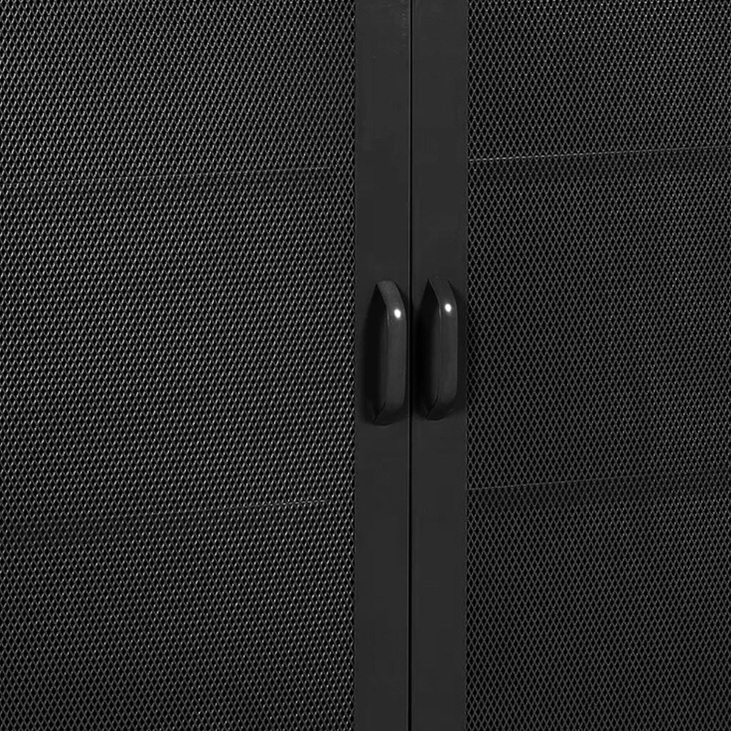 Credenza Falköping in Acciaio con 2 Ante Reticolate 101,5 x 80 x 40 cm Nero [en.casa]