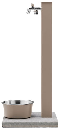 Fontana a Colonna Rubinetto Doppio in Ottone con Base e Vaschetta Abbeveratoio Belfer 42/REX-R Tortora