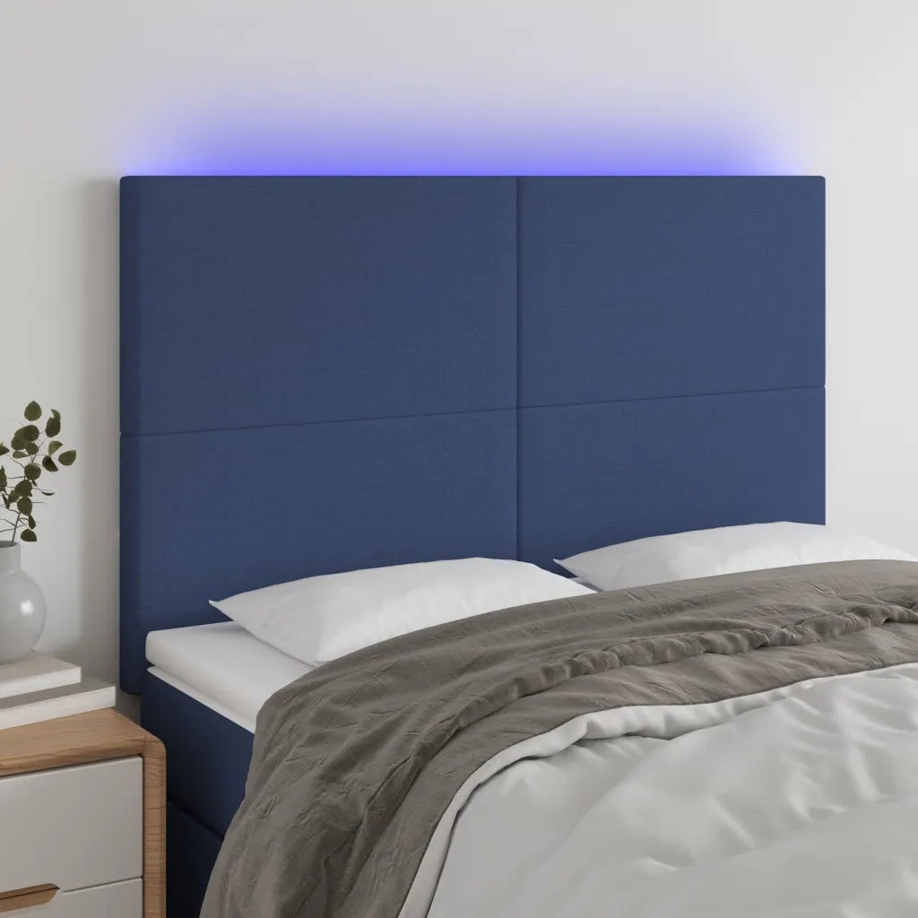 Testiera | Testata a LED Blu 144x5x118/128 cm in Tessuto
