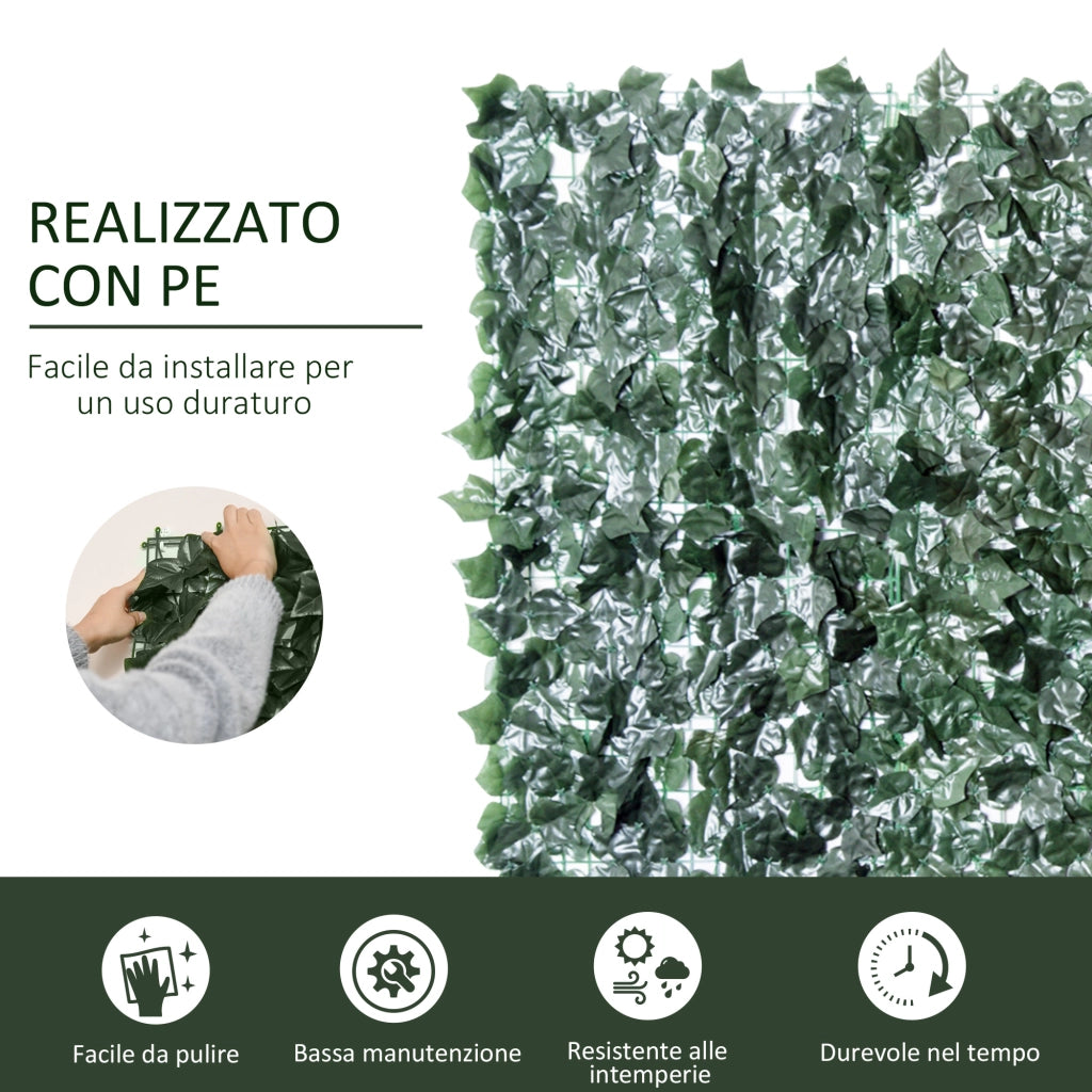 Siepe Artificiale in PE Anti-UV per Balcone e Giardino ¨C zephmum ¨C Verde Scuro 240x100cm