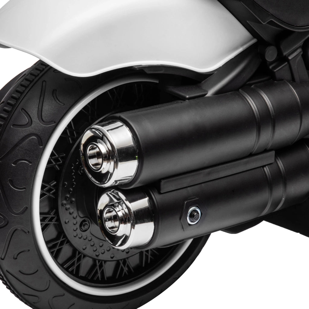 Moto Elettrica per Bambini 76x42x57 cm con Rotelle e Fanale 6V Bianco e Nero