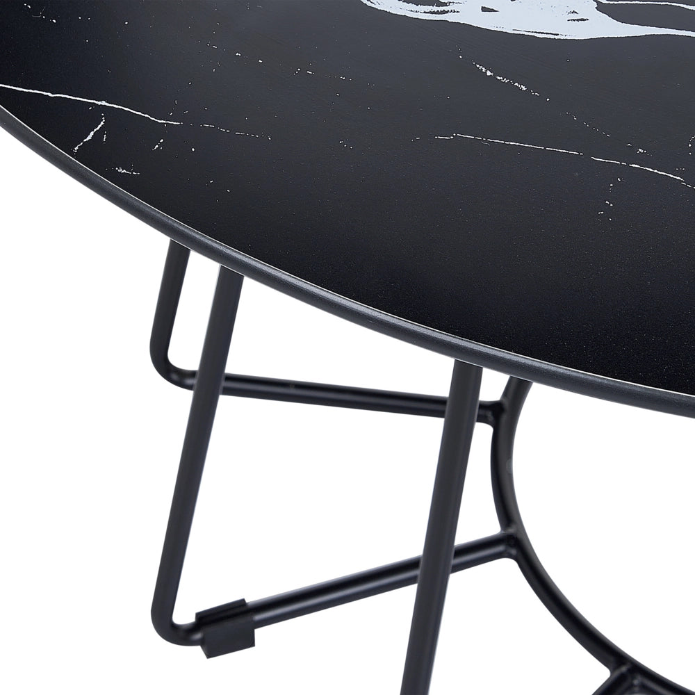 Tavolino da caffè Piano nero Base in metallo Finitura in marmo Design affascinante