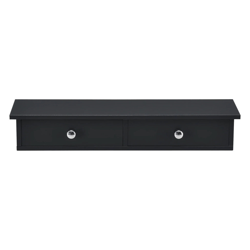 Mensola da parete con 2 cassetti mobile contenitore di design per ingresso soggiorno camera da letto MDF laccato 10 x 60 x 15 cm nero 03_0005194