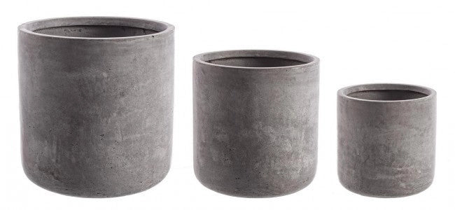 Set 3 Vasi Cemento Cilindro Grigio