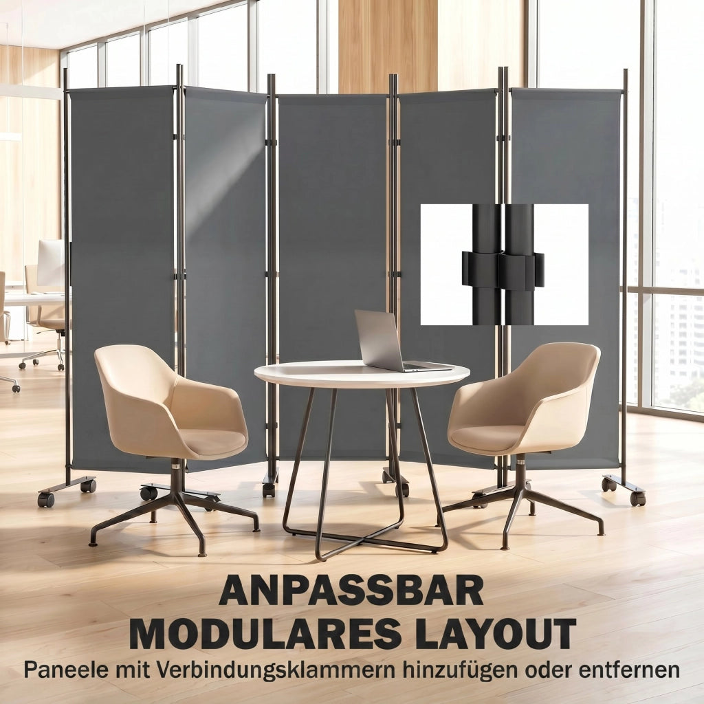Paravento 5 pannelli ¨C zephmum ¨C 252x40 cm grigio scuro