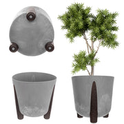 Vaso da fiori KADAX, coprivaso, fiori su gambe, con inserto, supporto per fiori, grigio, 18 cm