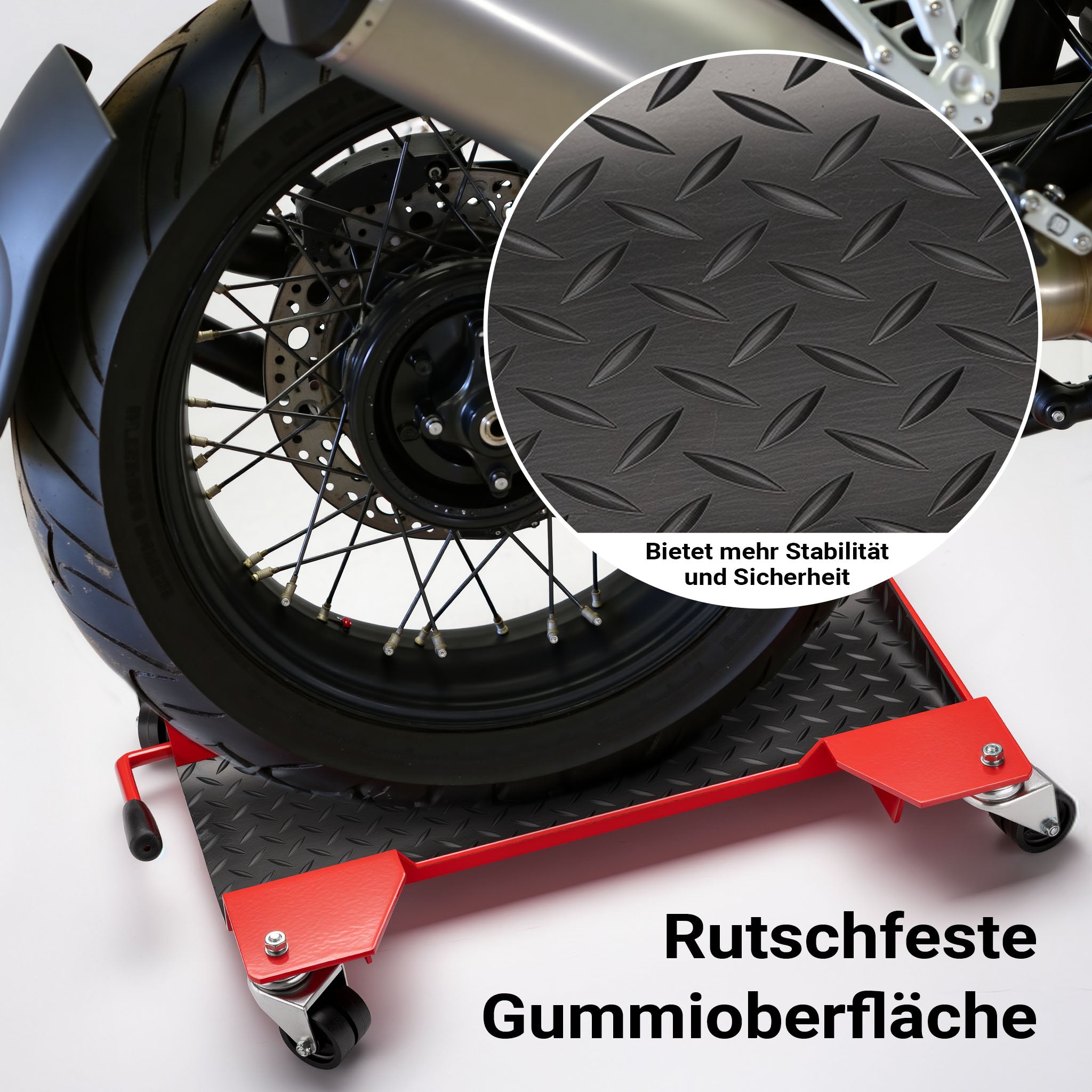 Carrello sposta moto Ausilio di manovra per moto scooter Pedana 60x42x7,5cm Max 250kg