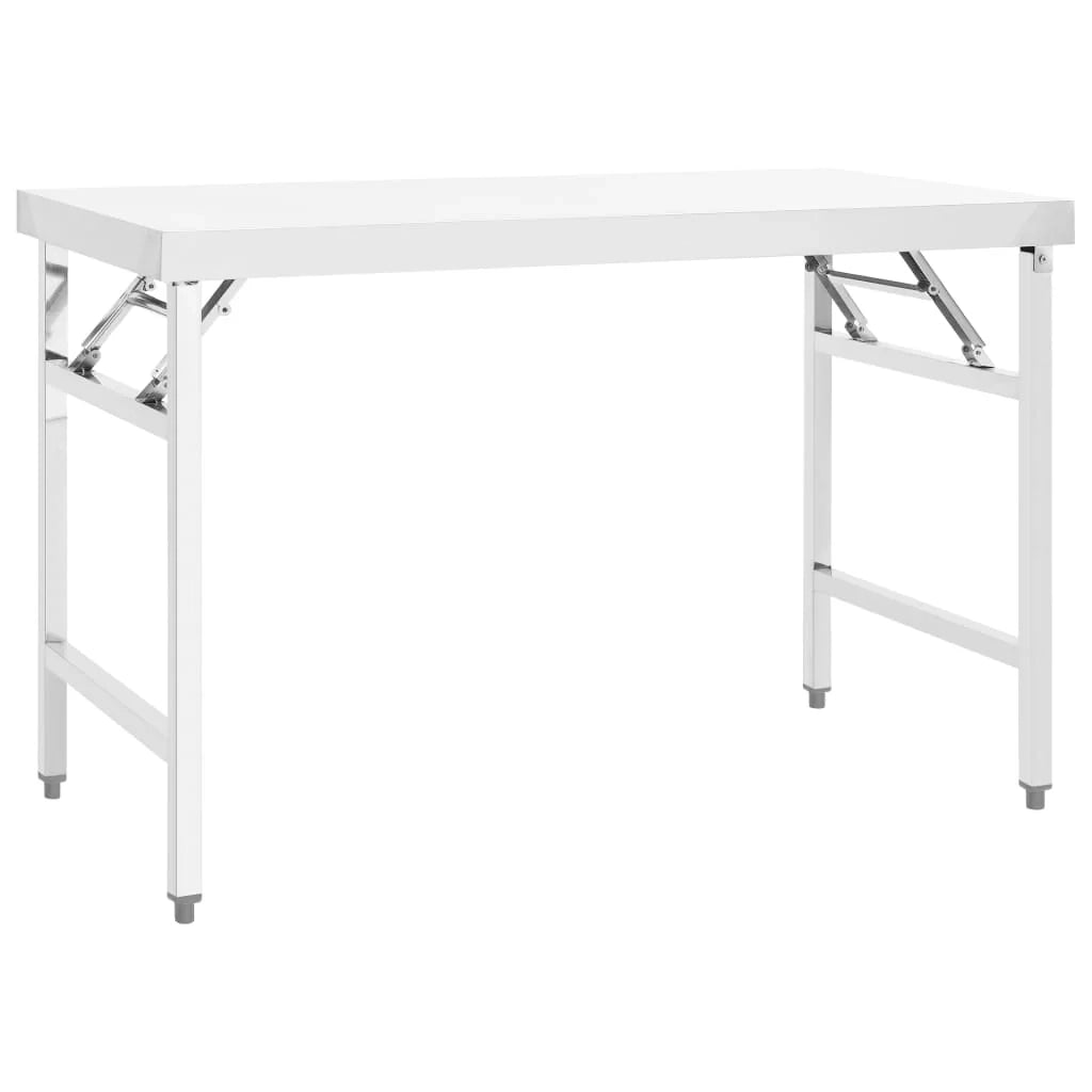 Tavolo da lavoro professionale pieghevole da cucina 120 x 60 x 80 cm in acciaio inox 02_0045426