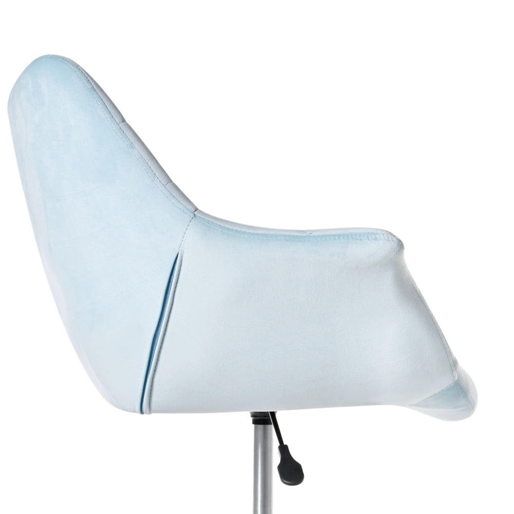 Sedia da ufficio in velluto azzurro girevole regolabile in altezza stile moderno home office