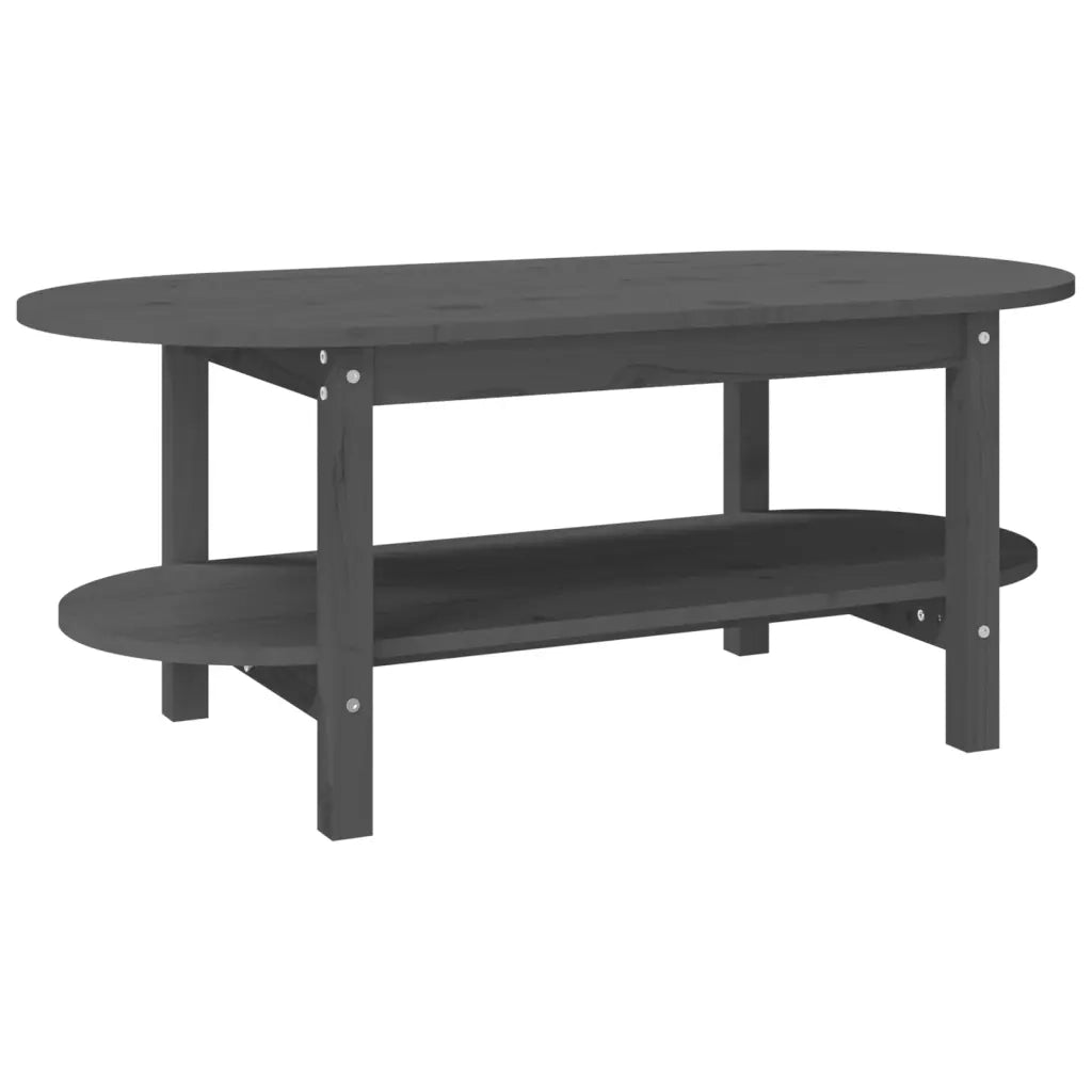 Tavolino da Salotto Grigio 110x55x45 cm Legno Massello di Pino 822289