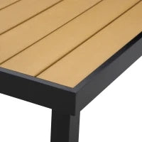Tavolo da Giardino per 8 Persone in Alluminio, Tavolo da Esterno in Plastica per Terrazzo e Balcone, Nero e Color Legno