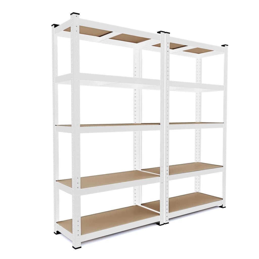 Scaffale In Metallo E MDF Ad Alta Portata Fino A 875 Kg Ideale Per Garage Officina Magazzino Cantina Capannone Con 5 Ripiani Regolabili Design Modulare 180 X 90 X 40 Cm Bianco