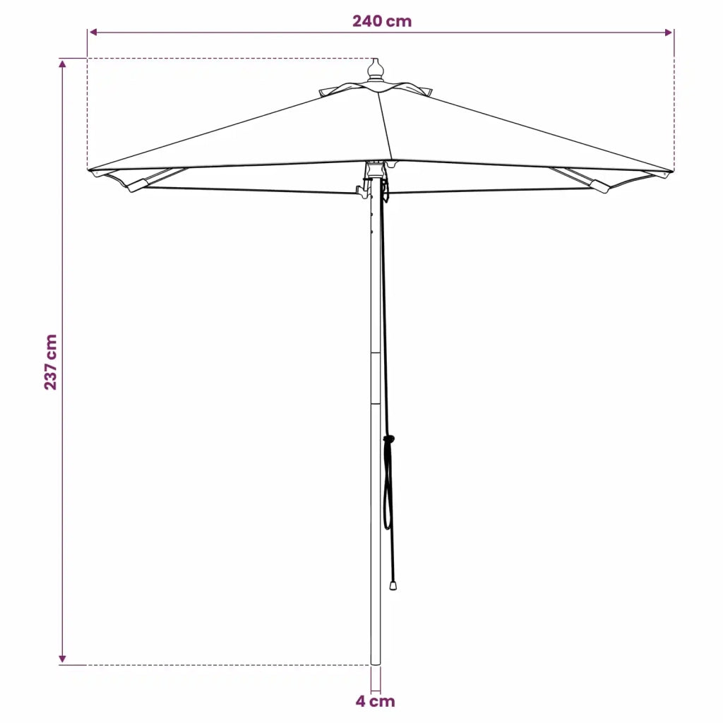 Ombrello da giardino Ø 240 x 237 cm Legno di Eucalipto Massello 42041408