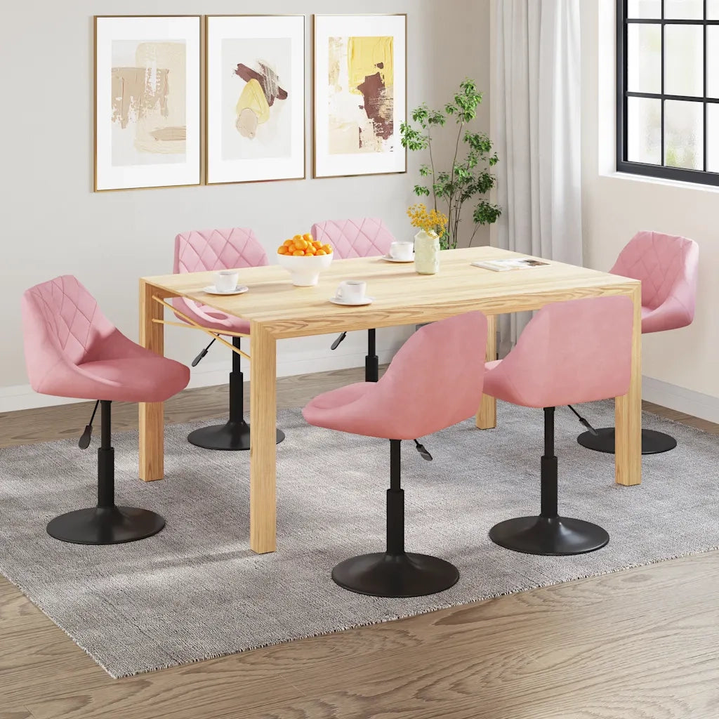 Sedie da Pranzo Girevoli 6 pz Rosa in Velluto 3088807