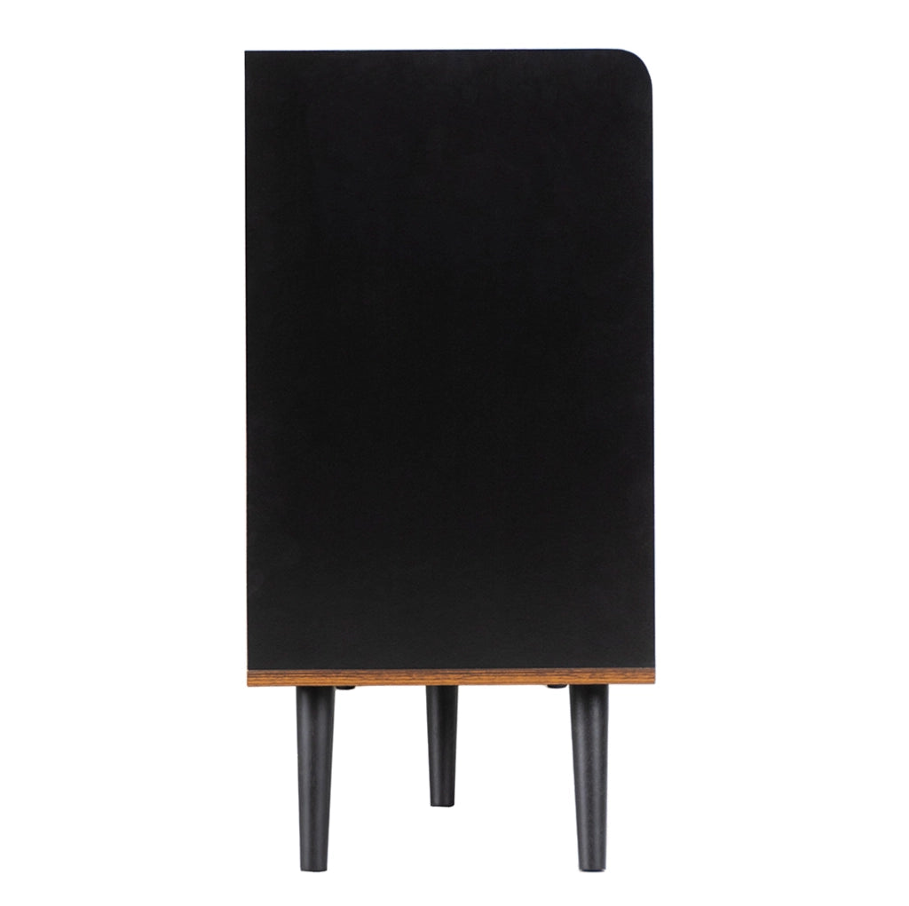 Credenza 117,5x40x80 cm con 3 cassetti in MDF e truciolare nera e color legno