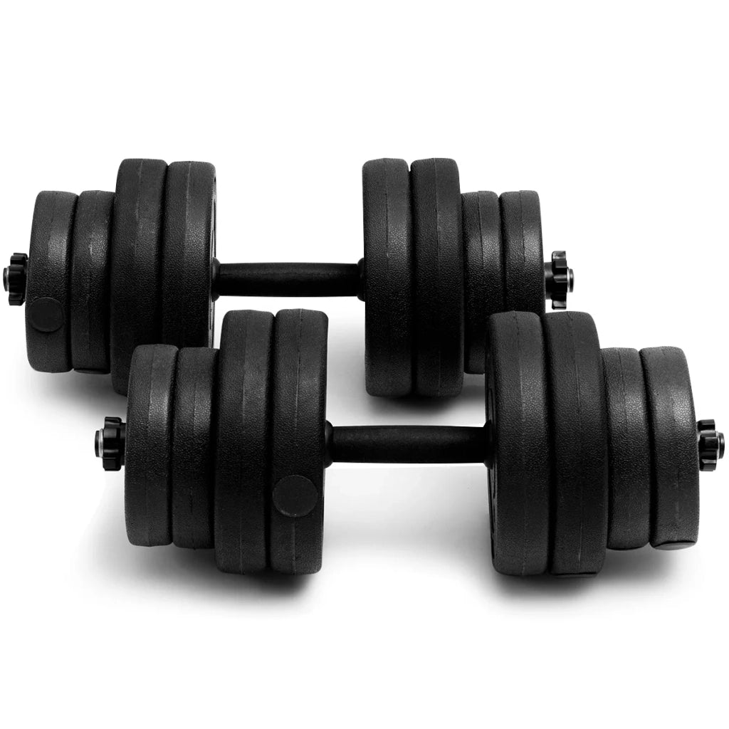 Set di 2 manubri regolabili 2 in 1 da 30 kg per allenamento con i pesi con barre zigrinate antiscivolo colore nero 20_0020135