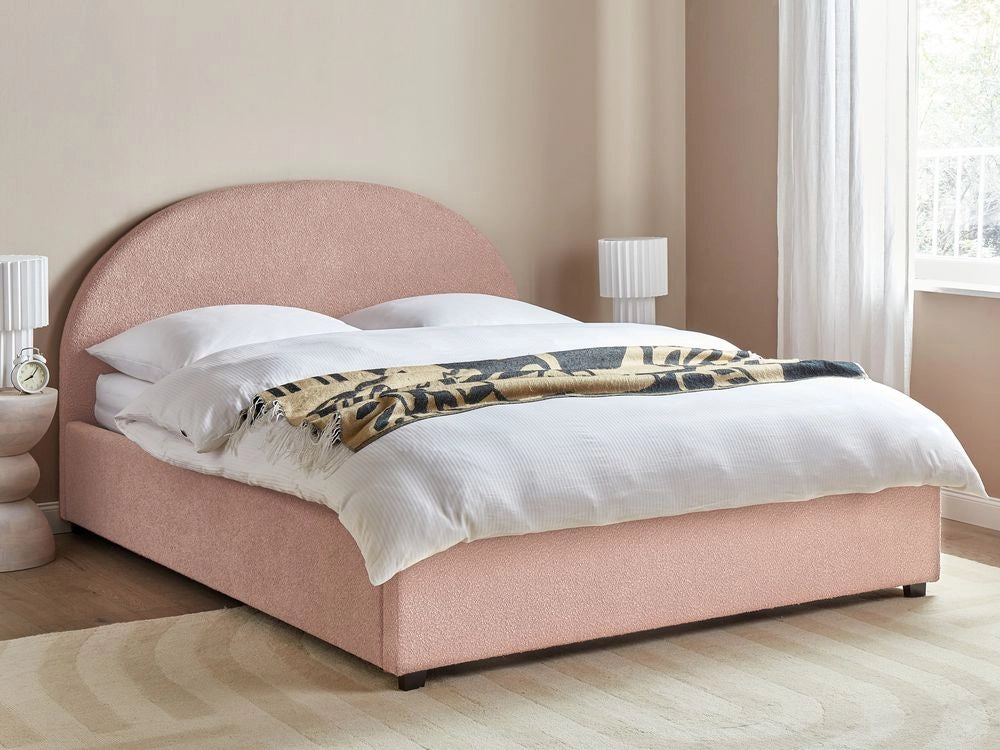 Letto contenitore rosa Boucle EU 140 x 200 cm Design minimalista retrò Ottomano