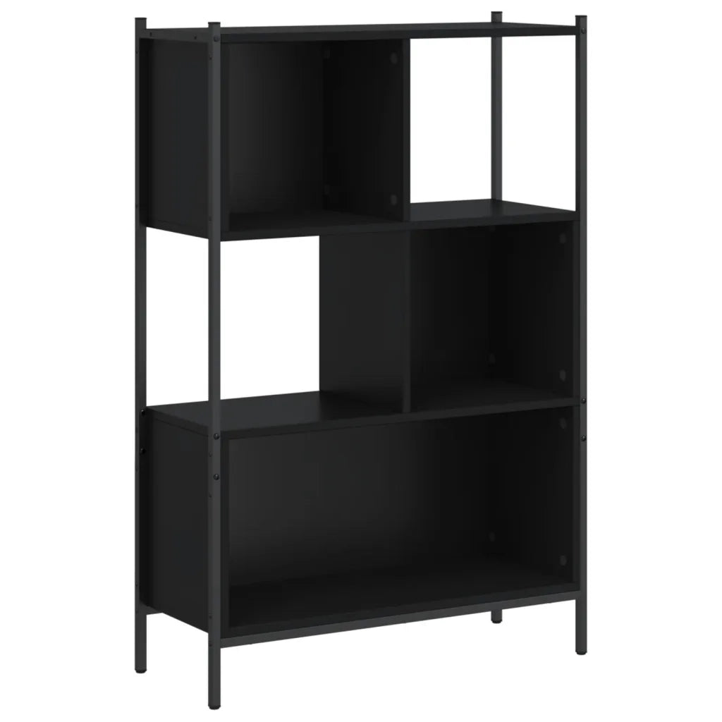 Libreria-Scaffale per Libri-Mobile di Stoccaggio Nera 72x28x109 cm in Legno Multistrato